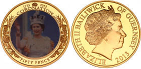 Guernsey 50 Pence 2013
KM# 268, N# 74852; Proof; Elizabeth II; 60th Anniversary of Coronation