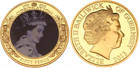 Guernsey 50 Pence 2013
N# 320994; Proof; Elizabeth II; 60th Anniversary of Coronation