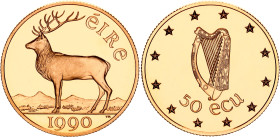 Ireland 50 Ecu 1990
X# 3, N# 89362; Gold (.917) 15.00 g., Proof; EEC Council Meeting in Dublin; Mintage 5000