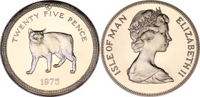 Isle of Man 25 Pence 1975
KM# 31, N# 15303; Proof; Manx Cat; Elizabeth II; With golden patina