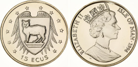 Isle of Man 15 Ecus 1994
KM# 711, N# 192290; Silver., Proof; Elizabeth II; Mintage 30000 pcs
