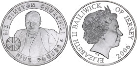 Jersey 5 Pounds 2006
KM# 163, N# 82563; Silver., Proof; Elizabeth II; Sir Winston Churchill; Llantrisant Mint; Mintage 25000; With minor hairlines
