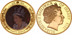 Jersey 50 Pence 2013
N# 74871; Proof; Elizabeth II; 60th Anniversary of Coronation