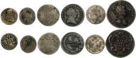 Austria & Bohemia Lot of 6 Coins 1627 - 1763
Various Countries, Dates & Denominations; with Silver; VG-F