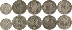 Austria Lot of 5 Coins 1858 -1873
Silver; VG-VF