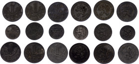 Bohemia & Moravia Lot of 9 Coins 1941 - 1944
KM# 1, 2, 4; XF/AUNC