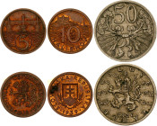 Czechoslovakia & Slovakia 5 - 50 Haleru & 10 Halierov 1921 - 1939
KM# 2, 6, 1; AUNC