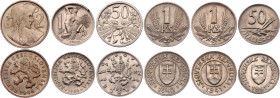 Czechoslovakia Lot of 6 Coins 1924 - 1948
XF/UNC