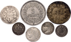 France Lot of 7 Coins 1792 - 1948
Various Dates & Denominations; with Silver; F-XF