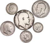 Great Britain Lot of 6 Coins 1906 - 1946
Silver; Edward VII, Georg V, Georg VI