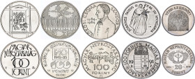 Hungary Lot of 5 Coins 1984 - 1991 BP
KM# 637, 638, 651, 654, 682; Various motives; UNC