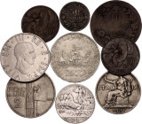 Italy Lot of 9 Coins 1867 -1960
With silver; Various denominations and dates; VF-XF