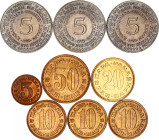 Serbia Lot of 9 Coins 1973 -1980
KM# 43 - 45, 60; Nickel; UNC