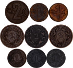 Switzerland 5 x 1 & 4 x 2 Rappen 1851 - 1948 B
Various Dates & Denominations; XF-UNC