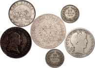 World Lot of 6 Silver Coins 1800 - 1925
Various Countries, Dates & Denominations; Silver; F-XF
