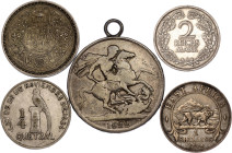 World Lot of 5 Silver Coins 1808 - 1941
Various Countries, Dates & Denominations; Silver; F-XF