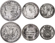 World Lot of 3 Silver Coins 1867 - 1906
Various Countries, Dates & Denominations; Silver; VF-XF