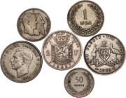 World Lot of 6 Silver Coins 1867 - 1948
Various Countries, Dates & Denominations; Silver; VF-XF