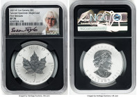 Elizabeth II silver Tailored Specimen "Maple Leaf" 5 Dollars (1 oz) 2021-W SP70 NGC, Winnipeg mint, KM-Unl. Mintage: 8,000. First Releases. Slab hand-...