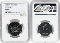 Elizabeth II platinum "Maple Leaf" 50 Dollars 1988 MS69 NGC, Royal Canadian mint, KM167. HID09801242017 © 2022 Heritage Auctions | All Rights Reserved...