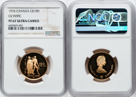Elizabeth II gold Proof "1976 Montreal Olympics" 100 Dollars 1976 PR67 Ultra Cameo NGC, Royal Canadian mint, KM116. This coin promotes intense mirrore...