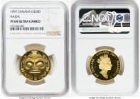 Elizabeth II gold Proof "Haida Mask" 200 Dollars 1997 PR69 Ultra Cameo NGC, Royal Canadian mint, KM288. Mintage: 25,000. Accompanied by COA #10971. HI...