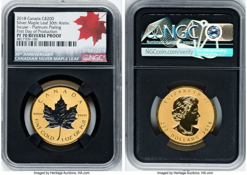 Elizabeth II platinum-plated gold Reverse Proof "Silver Incuse Maple Leaf - 30th...