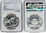 People’s Republic silver "Large Date" Panda 10 Yuan 1990 MS68 NGC, KM276. A beautifully designed coin, with this sharply struck example displaying inc...