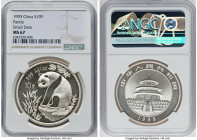 People’s Republic silver "Small Date" Panda 10 Yuan 1993 MS67 NGC, KM485. This coin has a combination of mirrored and frosted surfaces, which enhance ...