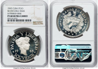 Exile Issue silver Proof Souvenir Peso 1965 PR68 Ultra Cameo NGC, KM-XM6. Lettered Edge. HID09801242017 © 2022 Heritage Auctions | All Rights Reserved...