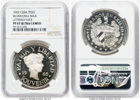 Exile Issue silver Proof Souvenir Peso 1965 PR67 Ultra Cameo NGC, KM-XM6. Lettered Edge. HID09801242017 © 2022 Heritage Auctions | All Rights Reserved...