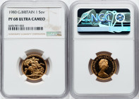Elizabeth II gold Proof Sovereign 1980 PR68 Ultra Cameo NGC, KM919. Sharply struck, with perfect rims and some minor distraction in the fields. HID098...