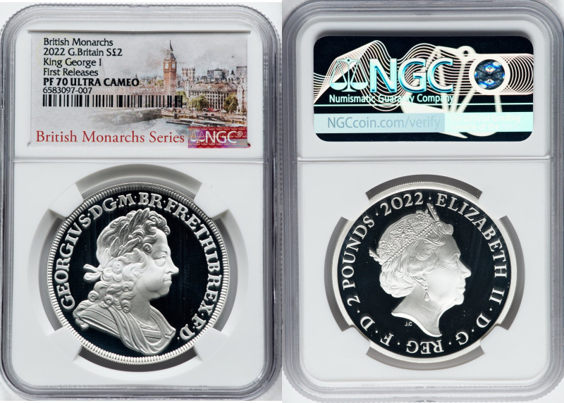 Elizabeth II silver Proof "King George I" 2 Pounds (1 oz) 2022 PR70 Ultra Cameo ...