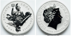 Elizabeth II platinum Piefort "Entente Cordiale Centennial" 5 Pounds 2004 UNC, S-L13. Mintage: 501. Accompanied by original case of issue and COA #246...