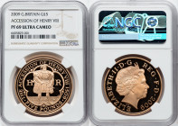 Elizabeth II gold Proof "Accession of Henry VIII" 5 Pounds 2009 PR69 Ultra Cameo NGC, KM1118b. HID09801242017 © 2022 Heritage Auctions | All Rights Re...