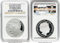 Elizabeth II platinum Proof Piefort "Sir Winston Churchill - 50th Anniversary of Death" 5 Pounds 2015 PR70 Ultra Cameo NGC, S-L38. Limited Edition Pre...