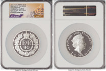 Elizabeth II silver Proof "90th Birthday" 10 Pounds (5 oz) 2016 PR70 Ultra Cameo NGC, S-M8. Graded Presentation Mintage: 500. One of First 500 Struck....