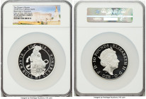 Elizabeth II silver Proof Piefort "Queen's Beasts - Black Bull of Clarence" 10 Pounds (10 oz) 2018 PR69 Ultra Cameo NGC, S-QBCSD4. Graded Presentation...