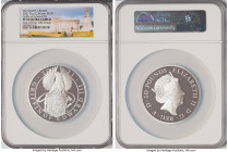 Elizabeth II silver Proof "Queen's Beasts - Griffin of Edward III" 10 Pounds (5 oz) 2021 PR69 Ultra Cameo NGC, S-QBCSD10. Queen's Beasts series. One o...
