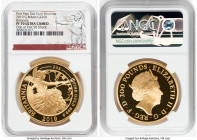 Elizabeth II gold Proof "Britannia" 200 Pounds (2 oz) 2019 PR70 Ultra Cameo NGC, S-BGG1. Limited Edition Presentation Mintage: 100. One of First 50 St...