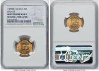 Estados Unidos Mint Error - Reverse Lamination "Olmec Culture" 20 Centavos 1983-Mo MS65 NGC, Mexico City mint, KM491. An extremely lustrous error coin...