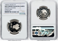 Estados Unidos Proof Mint Error - Obverse & Reverse Struck Thru "Quetzalcoatl" 5 Pesos 1982-Mo PR68 Ultra Cameo NGC, Mexico City mint, KM485. This int...
