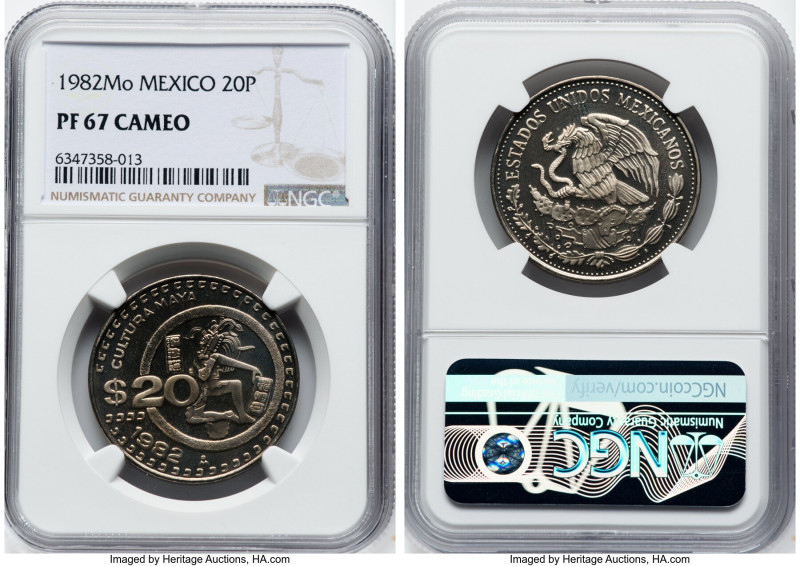 Estados Unidos Proof 20 Pesos 1982-Mo PR67 Cameo NGC, Mexico City mint, KM486. A...