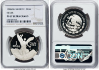 Estados Unidos silver Proof "Libertad" Onza 1986-Mo PR67 Ultra Cameo NGC, Mexico City mint, KM494.1. An eye-catching coin, with the mirrored fields co...