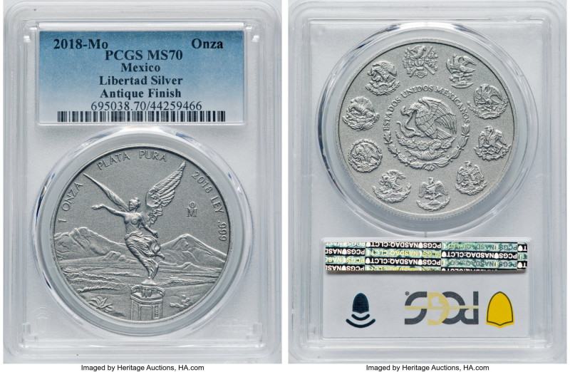 Estados Unidos silver "Libertad" Onza 2018-Mo MS70 PCGS, Mexico City mint, KM639...