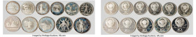 USSR 11-Piece Uncertified silver "Moscow Olympics 1980" Proof Set 1980 UNC, (6) 5 Rouble and (5) 10 Rouble issues depicting Summer Olympic sports and ...