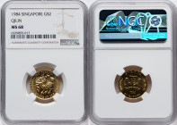 Republic gold "Qilin" 2 Dollars 1984 MS68 NGC, Singapore mint, KM29. A bright coin exhibiting original color and some light spotting. HID09801242017 ©...