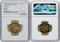 Republic gold "Phoenix" 5 Dollars 1984 MS69 NGC, Singapore mint, KM30. A beautifully bright yellow-gold colored coin. HID09801242017 © 2022 Heritage A...