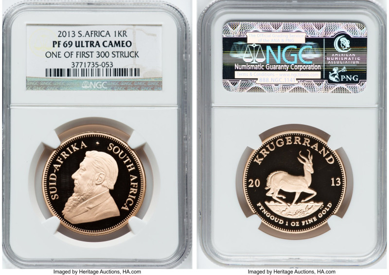 Republic 4-Piece Certified gold Krugerrand Proof Set 2013 PR69 Ultra Cameo NGC, ...