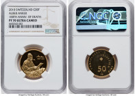 Confederation gold Proof "Alber Anker - 100th Anniversary of Death" 50 Francs 2010 PR70 Ultra Cameo NGC, KM137. HID09801242017 © 2022 Heritage Auction...